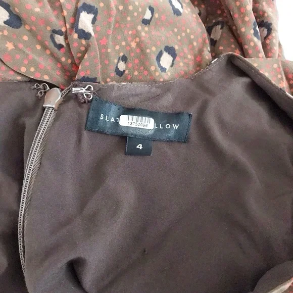 Slate + Willow Brown Faux Wrap Silk Dress size 4 - Picture 9 of 9